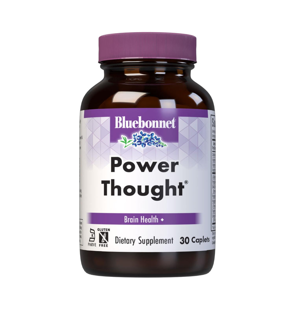 BlueBonnet Power Thought Caplets bottle and label