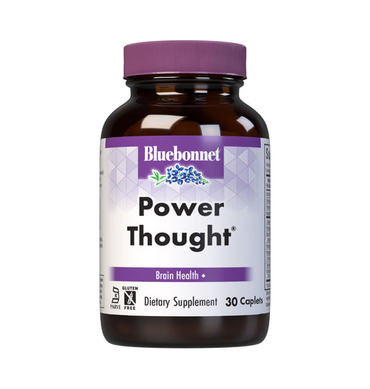 BlueBonnet Power Thought Caplets bottle and label