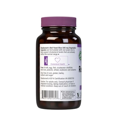 Nutrition facts panel for Red Yeast Rice 600 mg capsules
