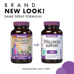 Close-up of Wellness Support capsules and bottle