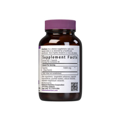 Close-up of Bluebonnet Taurine 1000 mg vegetable capsules bottle label