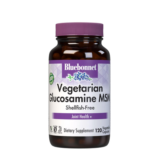 Bluebonnet Vegetarian Glucosamine with MSM bottle - front view