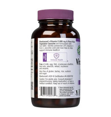 Rose hips illustration alongside Vitamin C capsules