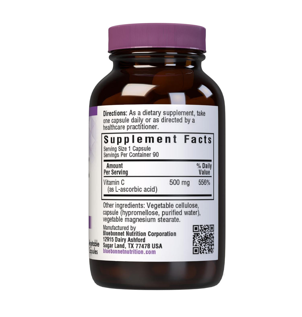 Close up of identity-preserved IP Vitamin C 500 mg in vegetable capsules
