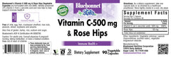 Front view of Bluebonnet Vitamin C-500 mg with Rose Hips vegetable capsules bottle
