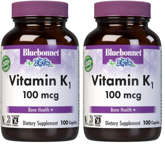 Front view of BlueBonnet Vitamin K1 100 mcg bottle