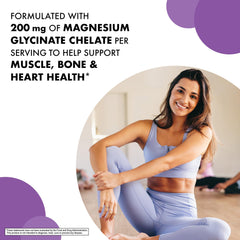 Close-up of Albion chelated magnesium 200 mg capsules