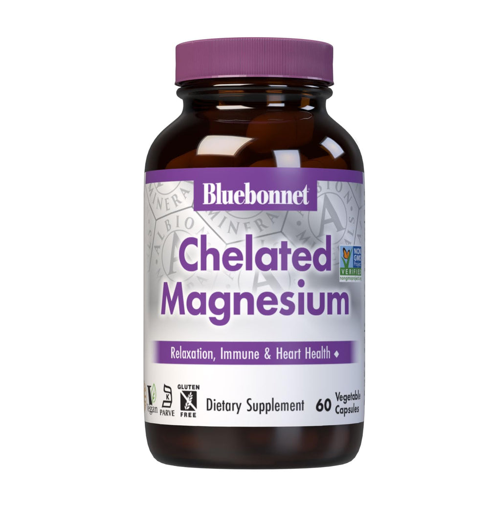 Front view of Bluebonnet Albion Chelated Magnesium 200 mg bottle