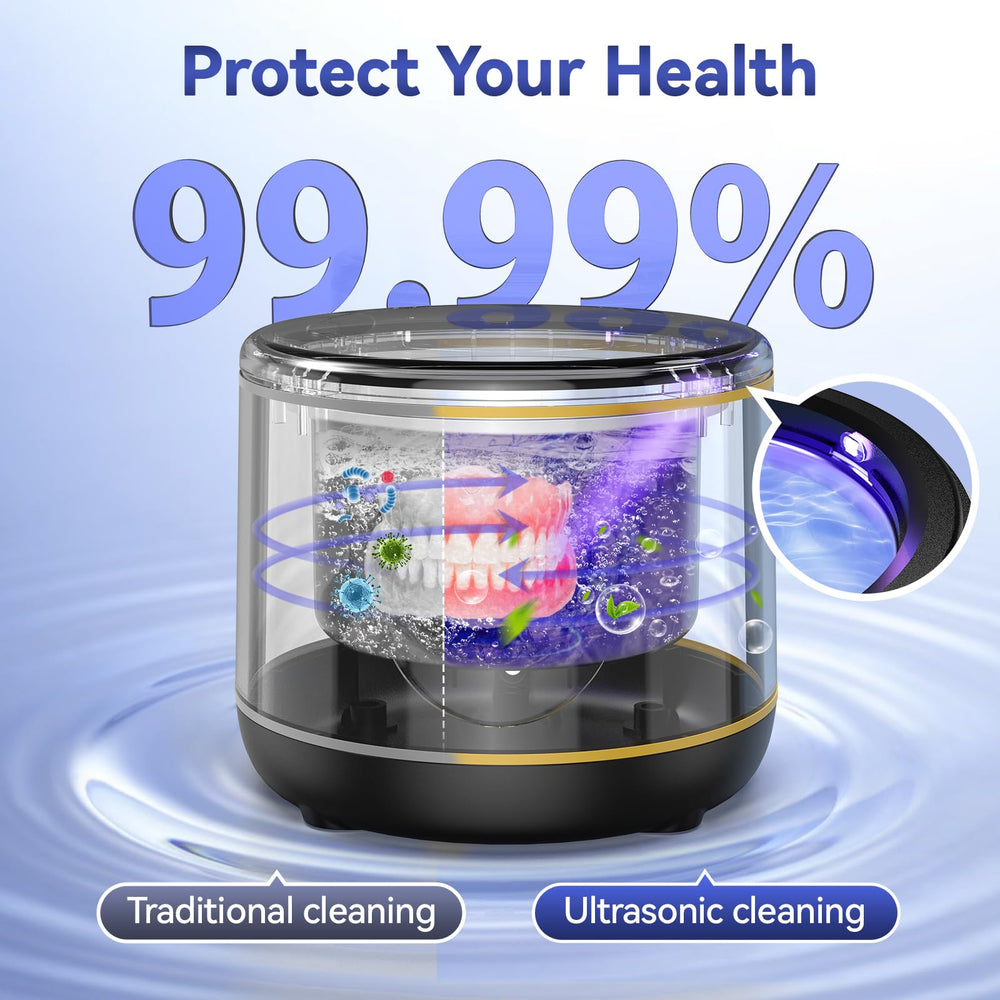 Compact portable BlueFire retainer cleaner on countertop