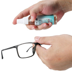 AR-coated glasses being cleaned with BlueGuard