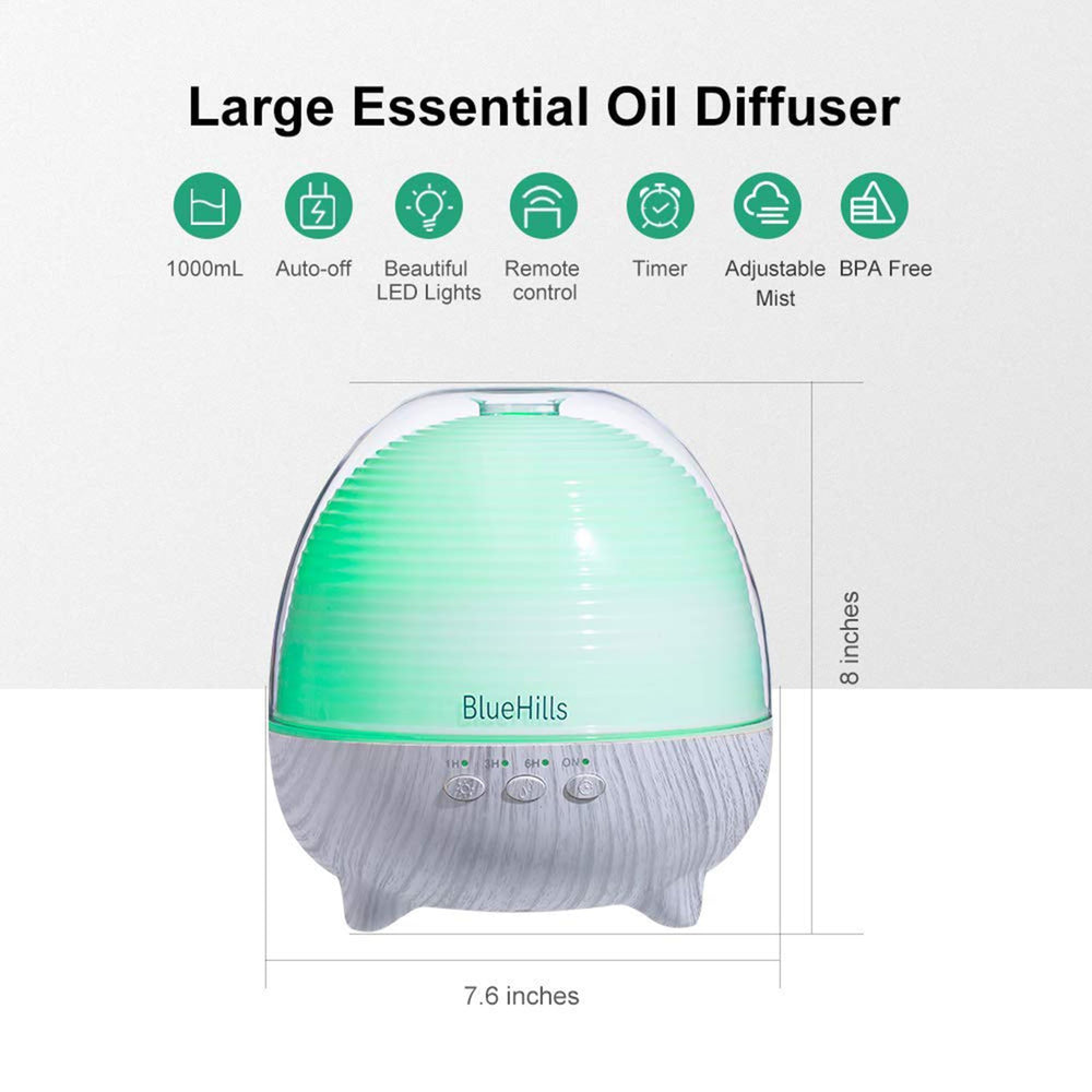 BlueHills diffuser auto shut-off ensures safe operation when water is low.