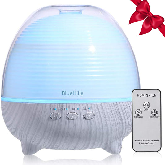 BlueHills diffuser front view with large tank for long-lasting aroma