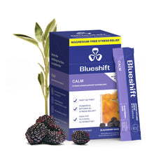 Blueshift Blackberry Sage stress relief drink mix packaging