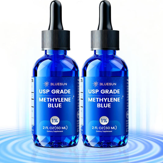 Bluesun Methylene Blue supplement bottle and label