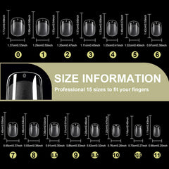 BlueZOO 15 sizes per shape with pre-numbered tips for quick sizing.