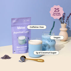 Blue spirulina and lavender powder ingredient closeup