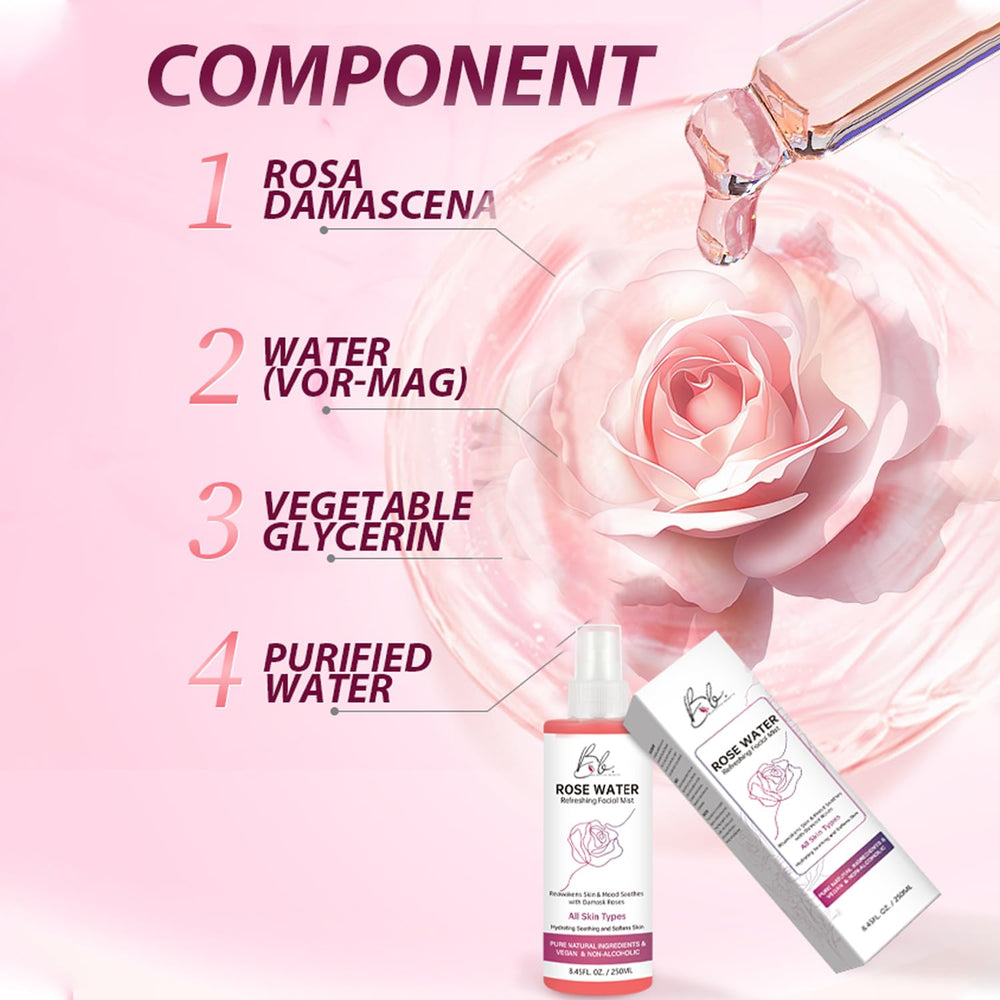 Damask rose note in Blusheva Rosewater Mist highlights premium aroma and calm
