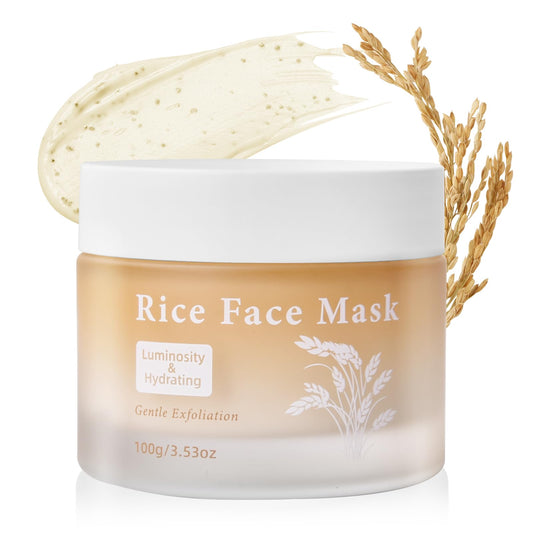 Bmrewax Rice Mask packaging highlights natural ingredients for gentle exfoliation.