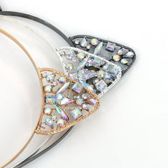Bnikion crystal cat ears headband adds glam to party outfits.