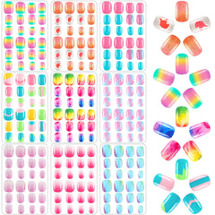 BOARDFEB gradient-style kids press-on nails for colorful party looks