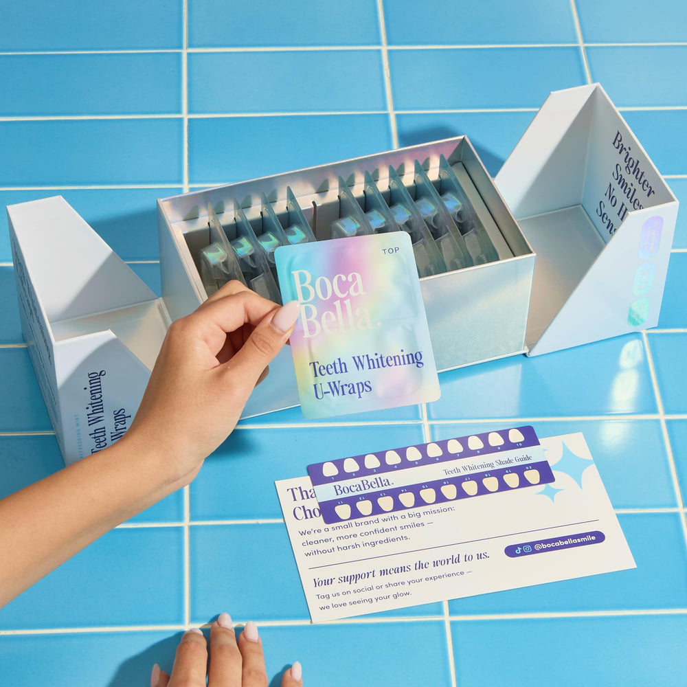 Individual whitening strip sheets ready for use