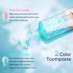 Toothpaste being squeezed onto a toothbrush