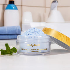 Fresh breath concept after whitening and mouth care