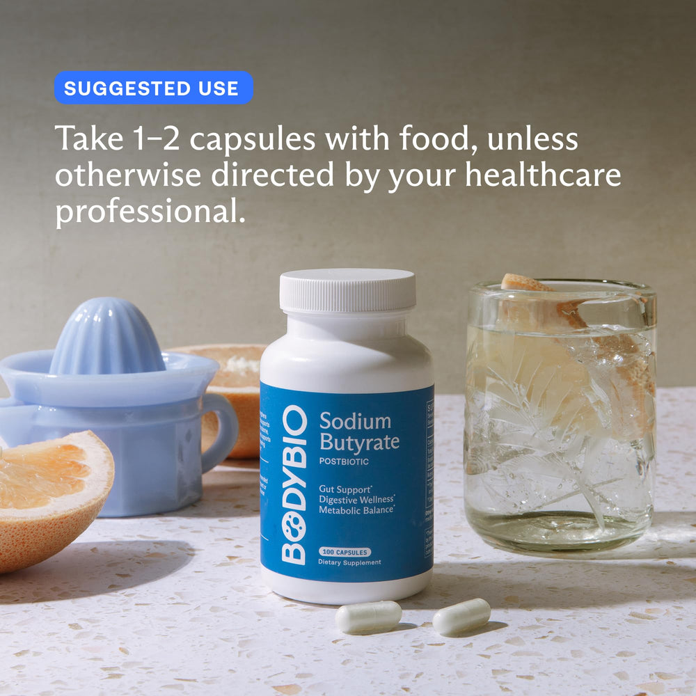 Vegan capsules of BodyBio Butyrate with no fillers