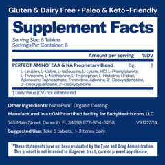 Amino acids and BCAAs highlighted on packaging