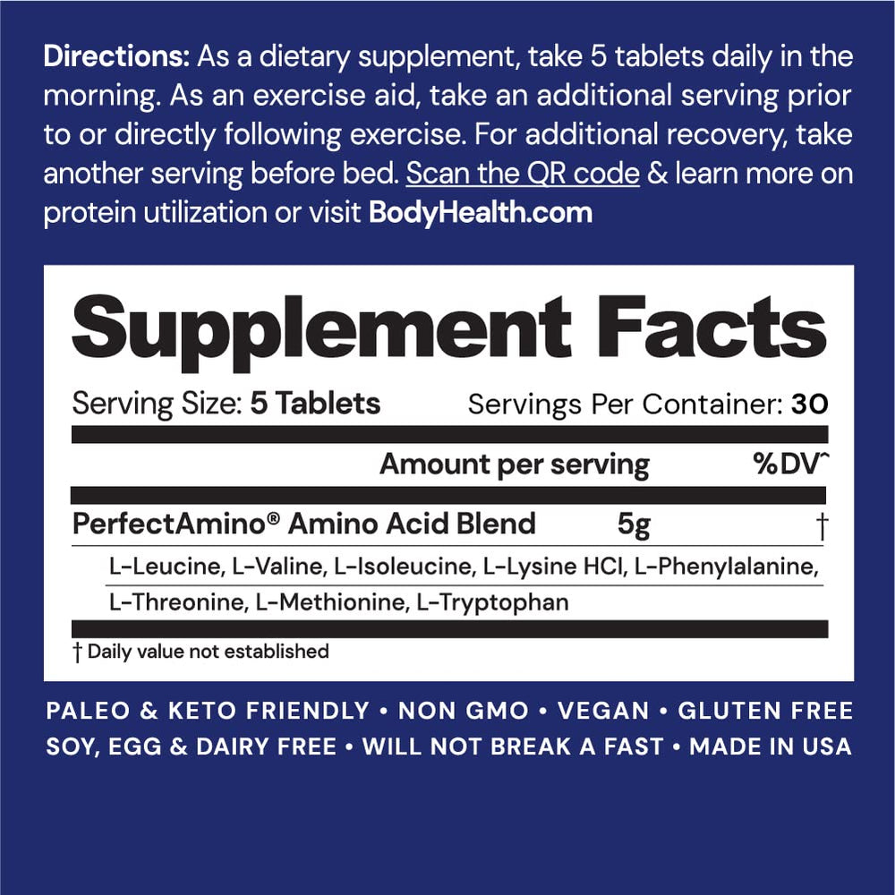 Close-up of essential amino acids including BCAAs and lysine