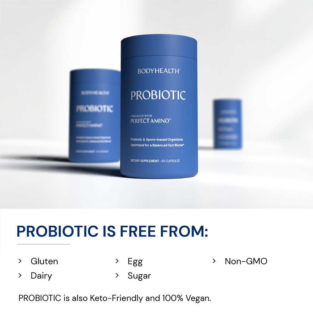 Gut health concept with Perfect Aminos and probiotic strains