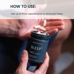 Ingredients list highlighting Melatonin, 5-HTP, and GABA on the label
