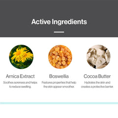 Arnica extract and cocoa butter ingredients visual