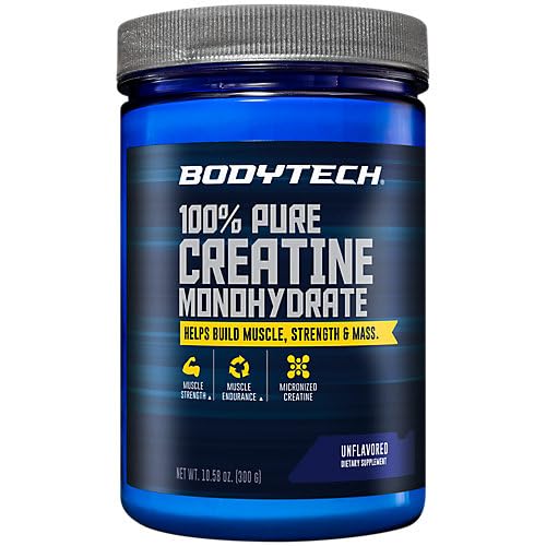 Nutrition facts and product label for BODYTECH Creatine Monohydrate Powder