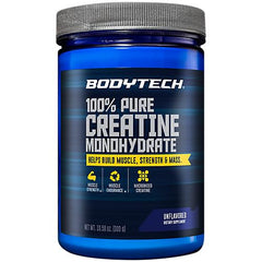 Nutrition facts and product label for BODYTECH Creatine Monohydrate Powder