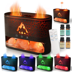 BOHOFAM diffuser with black translucent shell and Himalayan salt lamp base