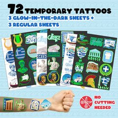 BOIKOKY glow-in-the-dark Poseidon and Parthenon tattoos for Greek vibes