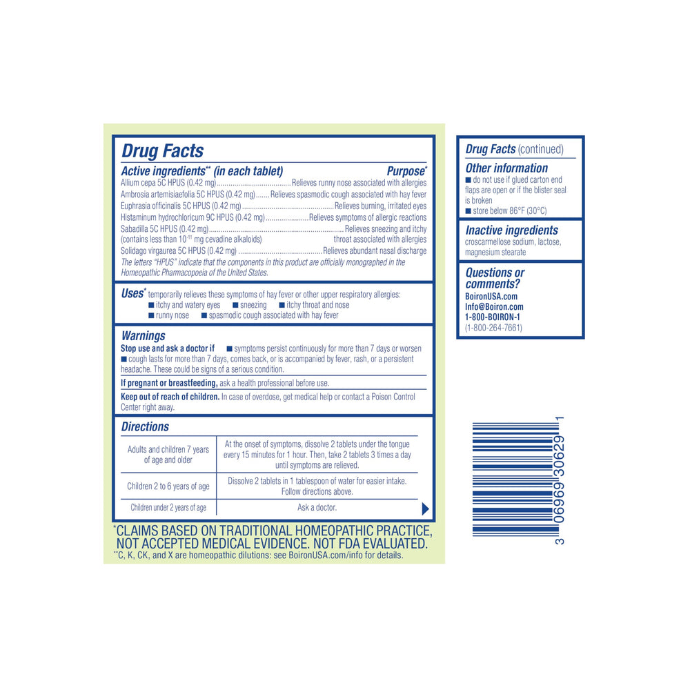 Boiron AllergyCalm tube dispensing approx 80 pellets.