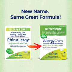 Boiron AllergyCalm pellets melting under tongue for quick relief.
