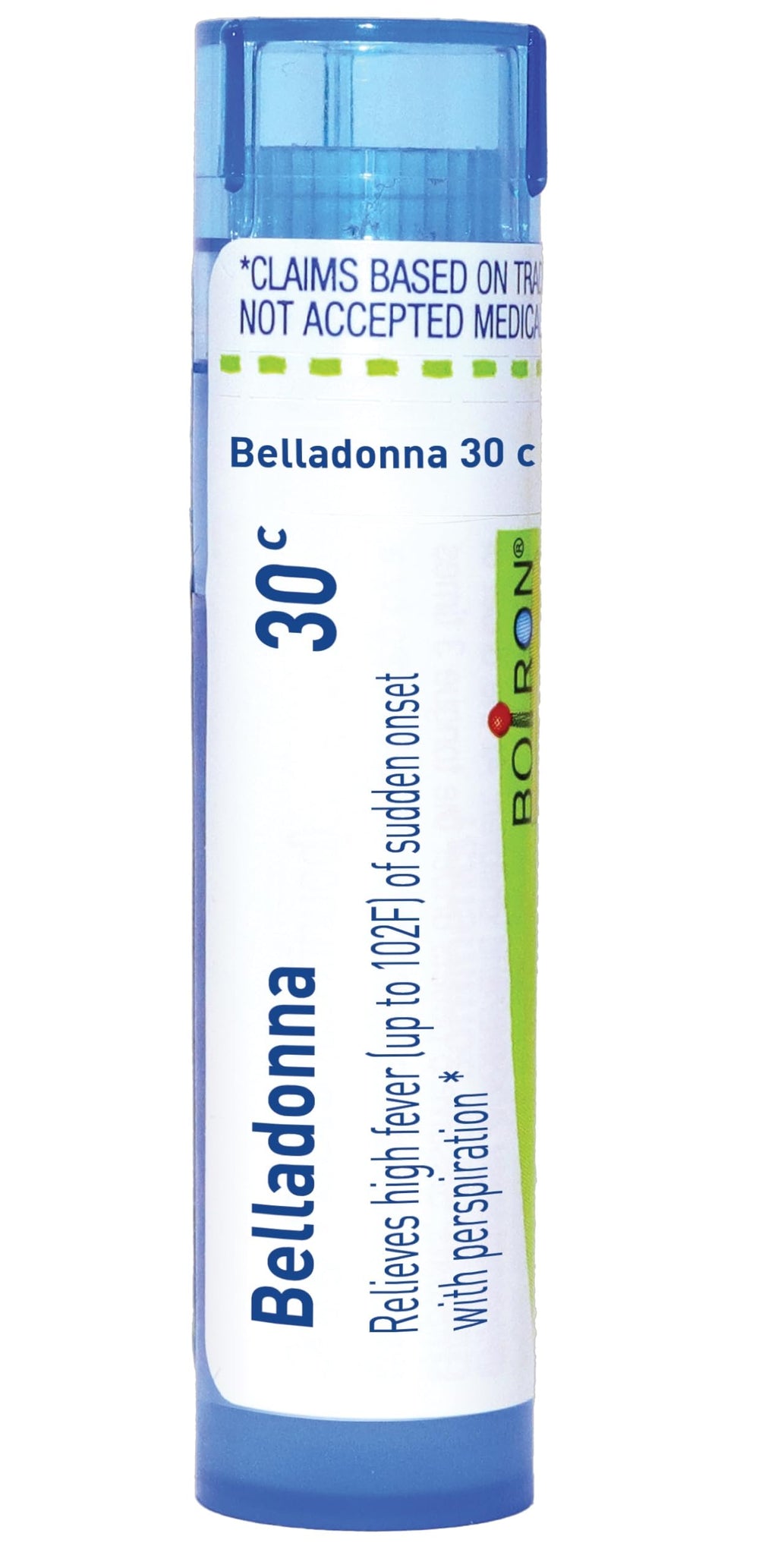 Front view of Boiron Belladonna 30C 80 pellets tube
