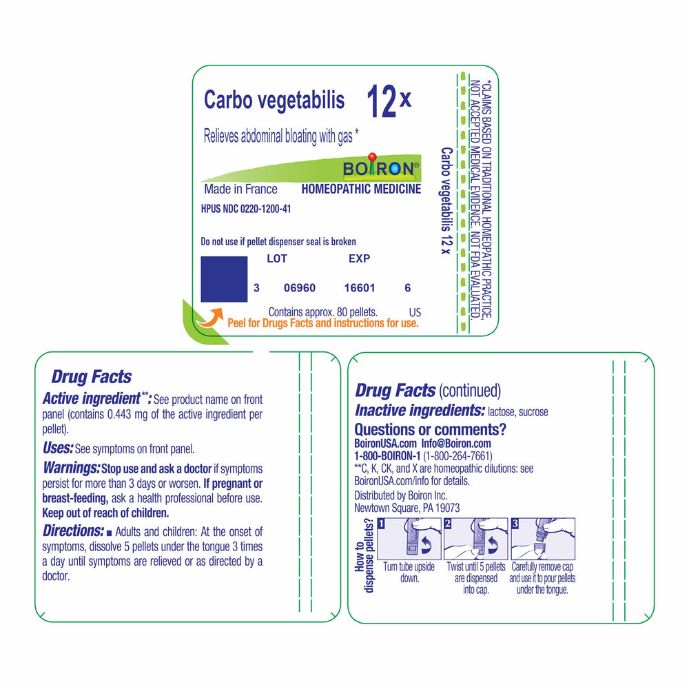 Dosing and usage instructions for Carbo Vegetabilis 12C