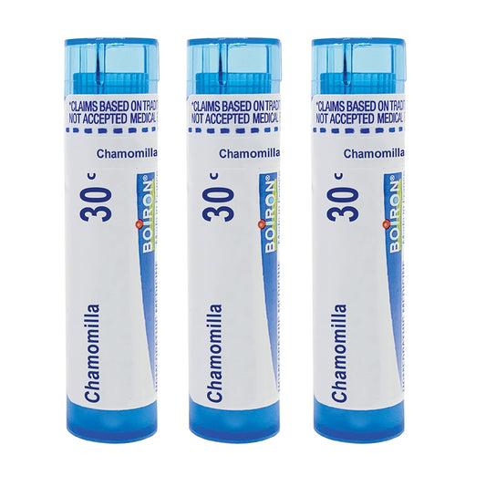 Boiron Chamomilla 30C teething relief pellets packaging