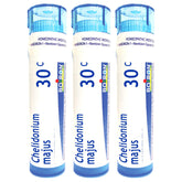 Front view of Boiron Chelidonium Majus 30C pack of 3 with 240 pellets