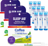 Boiron Coffea Cruda 30C blue tubes nine-tube set for a calming bedtime routine.