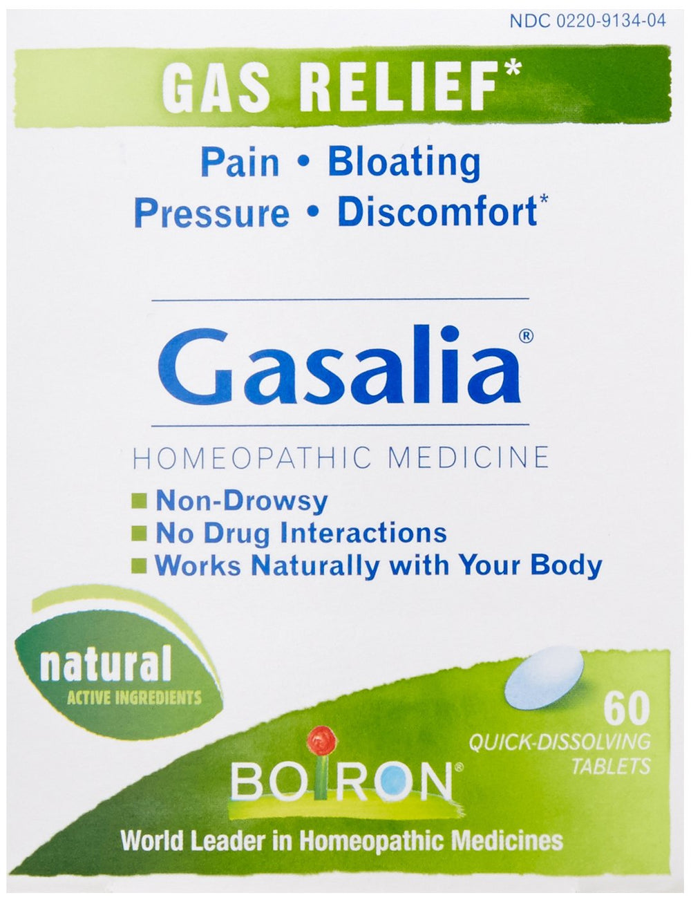 Boiron Gasalia bottle label with 60 tablets