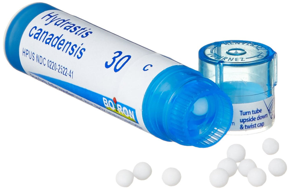 Close-up of Hydratis Canadensis 30C packaging label