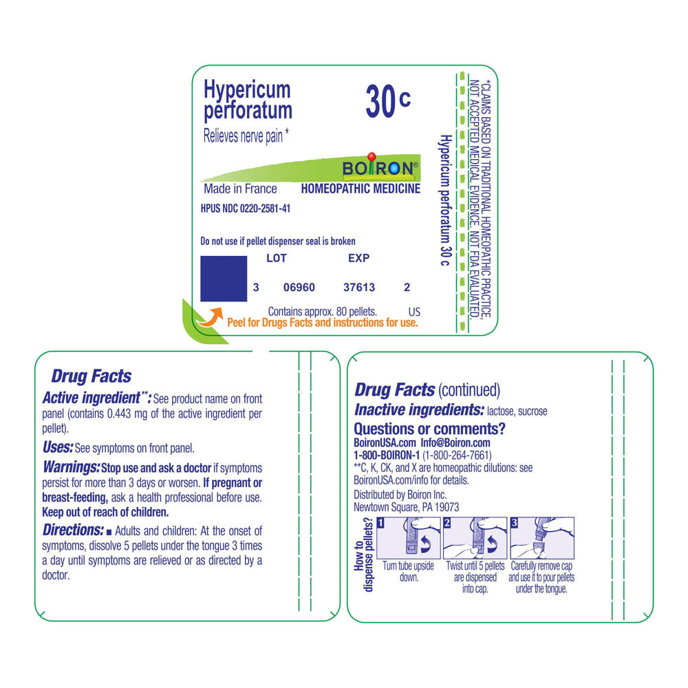 Dispensing tube ready for use: Hypericum 30C pellets