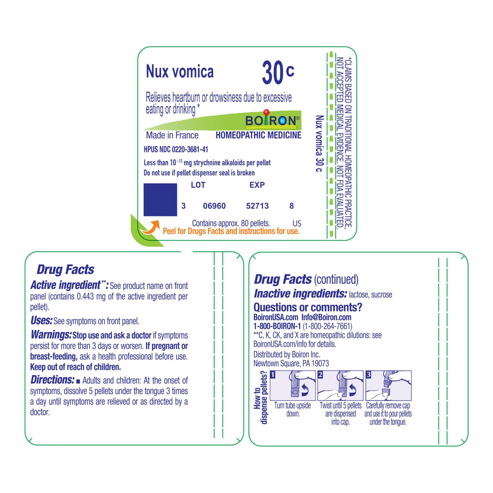 For adults and children: Nux Vomica 30C
