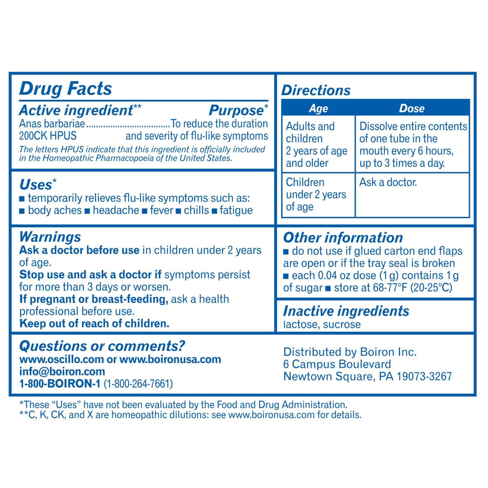 Boiron Oscilloccinum 12-Dose box with packaging on white background