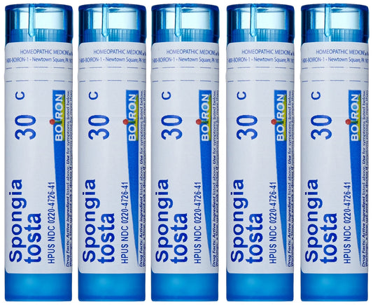 Boiron Spongia Tosta 30C pack of five homeopathic pellets packaging